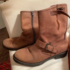 Brown leather boots